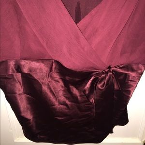 Lane Bryant burgundy sleeveless bow blouse